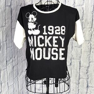DISNEY 1928 MICKEY MOUSE Black and White Cropped‎ Top Small Petite